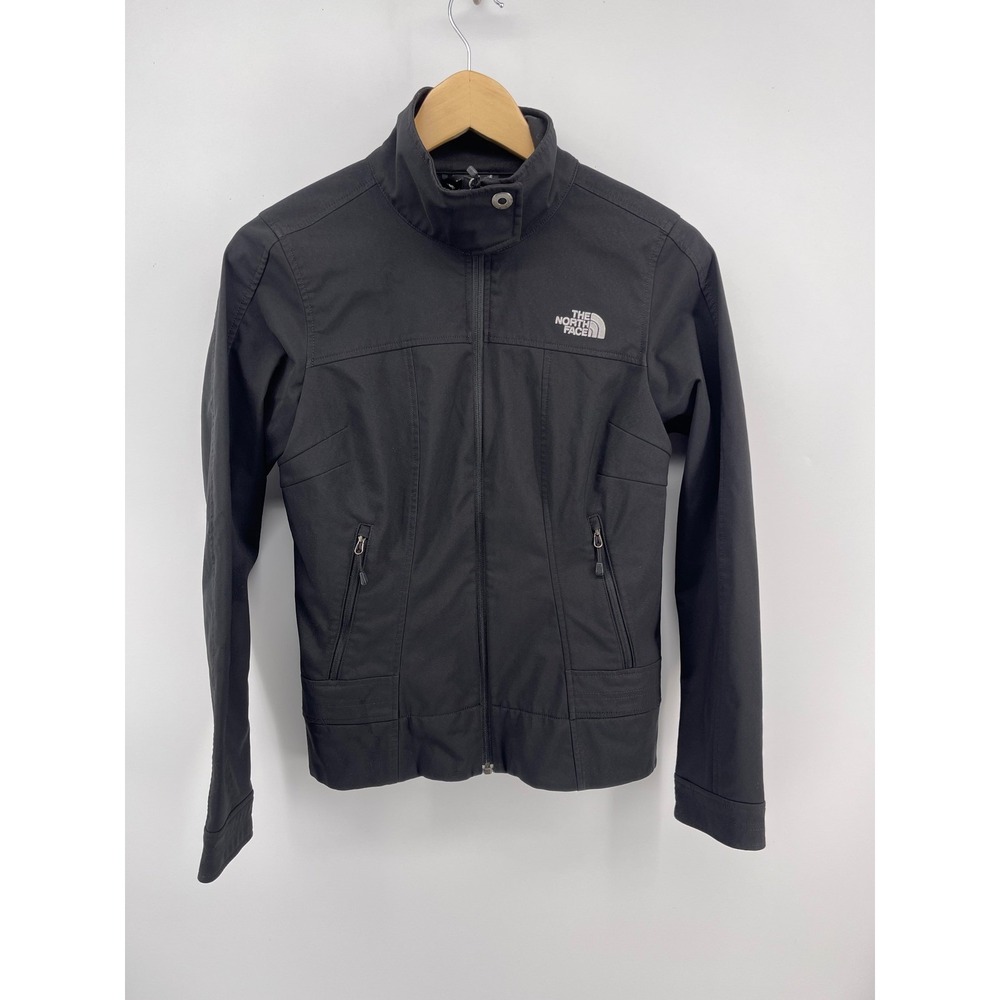 The North Face Womens Black Softshell Full Zip Jacket Mock Neck Size S P